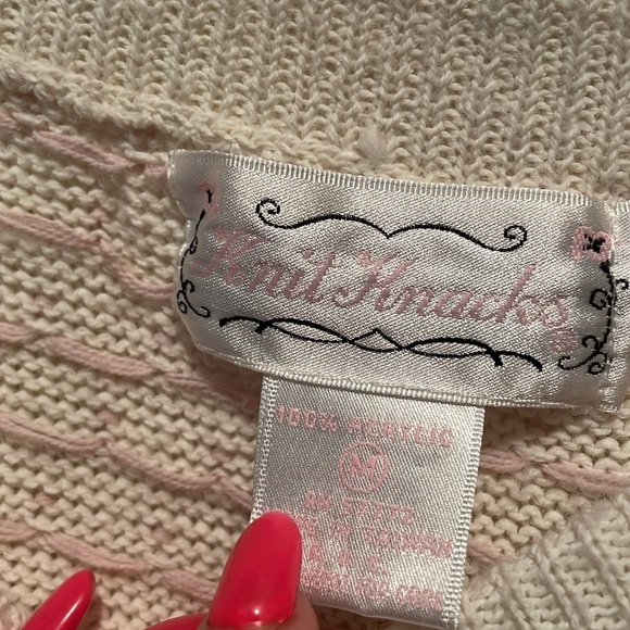 Vintage knit knack skirt, white knit,size med - Picture 4 of 8